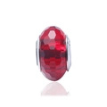 Faceted red crystal glass bead with S925 sterling silver core for DIY jewelry - Red