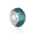 Polished teal crystal faceted bead with S925 sterling silver core for DIY jewelry - 8*14mm / Malachite green