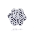 Cuenta de flor hueca étnica en plata S925 para creación de pulseras y joyería artesanal - Plateado