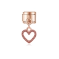 Pendentif cœur en or rose avec pierres roses pour bracelet à maillons modulables - Style Cœur Strass Rose (MK-DGB1515)