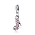 Silver high heel charm with pink crystals for DIY bracelets and necklaces - Light Pink