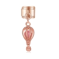 Charm montgolfière en or rose avec perle rose pour bracelets modulaires italiens - Style Montgolfière Œil de Chat Rose (MK-DGB1131)