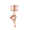 Maillon de charme italien avec fleur en or rose et cristaux roses pour bracelets DIY - Style Rose Strass Rose (MK-DGB1325)