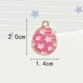 Hot pink teardrop enamel charm with golden heart pattern for Easter jewelry DIY - Heart Pattern Egg