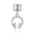 Maillon de charme italien avec pendentif casque serti de zircon pour bracelets DIY - Style Casque Strass Argent (MK-DGB066)