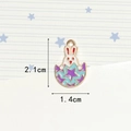 Easter bunny charm in colorful enamel egg shell, DIY jewelry pendant, 2.1cm x 1.4cm - Star Rabbit Egg