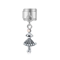 Maillon de charme italien avec pendentif ballerine, gemme rose et cristaux brillants - Style Ballerine Pierres Argent (MK-DGB531)