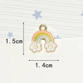Rainbow and white cloud enamel pendant charm for DIY jewelry making 1.5cm x 1.4cm - Rainbow