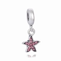 Ciondolo a stella marina scintillante con cristalli rosa e metallo argento per gioielli - Rosa