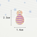 Purple and yellow Easter egg charm with rabbit ears and size dimensions 2.3cm x 1.4cm - Purple Yellow Striped Egg