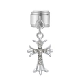 Pendentif croix gothique argentée avec cristaux pour bracelet modulaire italien - Style Croix Gothique Vintage (MK-DGB1652)