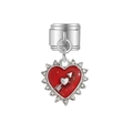 Pendentif cœur italien rouge avec flèche de Cupidon et zircons blancs pour bracelet DIY - Style Cœur Flèche de Cupidon Rouge (MK-DGB1819)