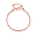 Elegante 3mm rosegouden slangenketting armband met karabijnsluiting en hartje - 19cm / Roségoud