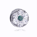 Silberne Charm-Perle mit smaragdgrünem Mittelstein und funkelnden Pavé-Kristallen - Grün und Weiß