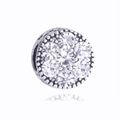 Rundes doppelseitiges Pave-Kristall-Charm mit 7 klaren Zirkonia-Steinen für DIY-Armbänder - Reinweiß