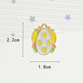 Colorful Easter egg enamel pendant with yellow stars and floral charms for DIY jewelry - Carrot Egg
