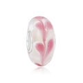 Rosa Glasperle mit Herzmuster und Silberkern für DIY-Schmuck-Halsketten und Armbänder - Rosa