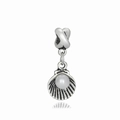 Ethno-Stil Muschelanhänger mit weißer Perle und Silbermetall für Sommer-Schmuck - Silber