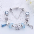 Etnische stijl kralenarmband met blauw kristalglas en pompoenkoetsbedel voor dames - S / Blauwe Hoge Hakken