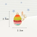 Colorful Easter egg charm with white bunny ears, DIY jewelry accessory in gold finish - Striped Polka Dot Rabbit Egg