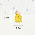 Easter egg jewelry charm in yellow enamel with white flowers and pink bunny ears - Flower Yellow Egg