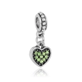Vintage Herz-Charm mit grünen Kristallen für individuelle Armbänder und Halsketten - Grün