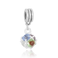 Polished silver charm pendant with multi-colored pavé crystals for DIY jewelry - Colorful