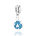 Light blue crystal charm with snowflake silver setting for DIY bracelets and necklaces - Lake Blue