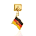 Abalorio italiano dorado con colgante de bandera de Alemania Oriental y escudo RDA - Bandera de la RDA (MK027)