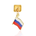 Abalorio modular italiano dorado con colgante de bandera rusa para pulseras DIY - Bandera de Rusia (MK001)