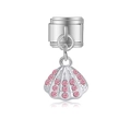 Charm modulaire en acier inoxydable avec pendentif coquille de cristal rose - Style Coquille Strass Rose (MK-DGB1990)