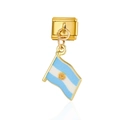Abalorio modular italiano con bandera de Argentina en acero inoxidable dorado - Bandera de Argentina (MK007)