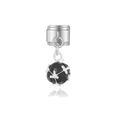 Italiaanse modulaire bedel met gefacetteerde zwarte kristallen kraal en zilveren basis - Zilver Zwarte Gefacetteerde Kraal (MK-DGB088)
