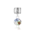 Charm italien en argent avec pierres précieuses colorées pour bracelets modulaires DIY - Perle Polyèdre Multicolore Argentée (MK-DGB091)