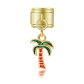 Charm modulare italiano dorato con un ciondolo a forma di palma verde e rossa - Palma (MK-DGB765)