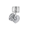 Pendentif italien en argent avec double cœur et gravure Love pour bracelets à breloques - Cœur Love Blanc Nacré Argenté (MK-DGB514)