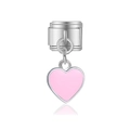 Maillon de bracelet en acier inoxydable argenté avec un pendentif cœur rose pâle - Cœur Rose Pâle Argenté (MK-DGB824)