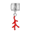 Charm italiano in acciaio inossidabile con un pendente in smalto corallo rosso vivo - Corallo Rosso (MK-DGB1216)