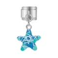 Charme modulaire de style italien avec pendentif étoile en émail pour bracelets DIY - Style Étoile Géométrique Bleu Foncé Clair (MK-DGB2072)