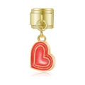 Ciondolo in stile italiano con cuore in smalto rosso glitterato e finitura dorata - Cuore Glitter Oro (MK-DGB1381)