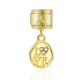 Pendentif modulaire doré style italien avec texte LOVE et détail de cœur diamanté - Style LOVE Strass Doré (MK-DGB2245)