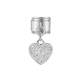 Module de bracelet italien avec pendentif cœur argenté et motifs filigranes - Cœur à Volutes Vintage Argenté (MK-DGB1934)