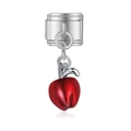 Charm italiano con pendente a mela rossa e dettaglio a cuore in acciaio inox - Mela Rossa (MK-DGB1503)