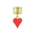 Maillon modulaire italien avec base dorée et pendentif en forme de cœur en émail rouge - Cœur Rouge Vif Doré (MK-MDF556)