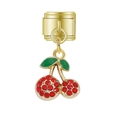 Ciondolo a forma di ciliegia in stile italiano con strass rossi e finitura dorata - Ciliegia in Strass Rossa Oro (MK-DGB1902)