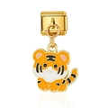Abalorio de tigre italiano modular en oro y esmalte naranja para pulsera y collar DIY - Tigre (MK030)