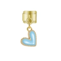 Breloque italienne avec pendentif cœur bleu clair et finition dorée pour bracelets - Cœur en Émail Bleu Clair Doré (MK-MDF567)