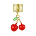 Charm in acciaio inossidabile dorato stile italiano con ciondolo ciliegia rossa - Ciliegia d'Oro (MK-DGB2231)