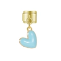 Charme de bracelet italien doré avec un pendentif en forme de cœur émail bleu clair - Breloque en Émail Bleu Clair Doré (MK-MDF709)