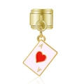 Charm italiano dorato con pendente Asso di Cuori per bracciali e collane fai-da-te - Asso di Cuori Poker (MK-MDF368)